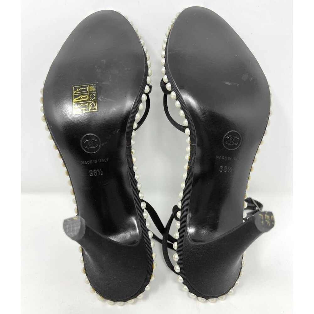Chanel 2004 Vintage Heels Black Satin‎ Pearl 38.5 Y2K Karl Lagerfeld - Picture 8 of 10